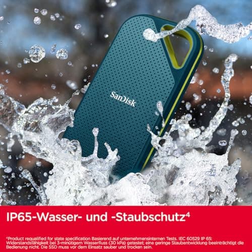 SANDISK Extreme PRO Portable SSD 4TB (up to 2000MB/s Read/Write speeds, 256 bit AES Hardware encryption, up to Three-Meter Drop Protection, IP65 Water and dust Resistance) Monterey 2000MB/s 4 TB Bild 3