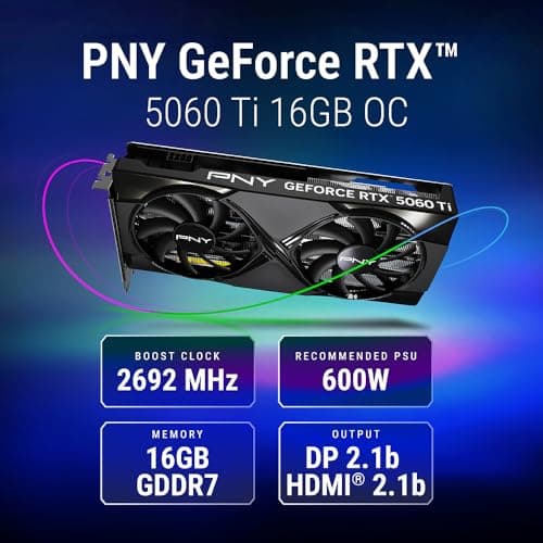 PNY GEFORCE RTX™ 5060 Ti 16GB Overclocked Dual Fan DLSS 4 VCG5060T16DFXPB1-O OCDual Fan Bild 4