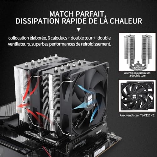 Thermalright Peerless Assassin 120 SE CPU Luftkühler, 6 Heat Pipes CPU Kühler, Dual 120mm PWM Lüfter,Aluminium Kühlkörper Abdeckung,AGHP Technologie, für AM4/AM5/Intel LGA1851/1700/1150/1151/1200 PA120 SE Bild 4