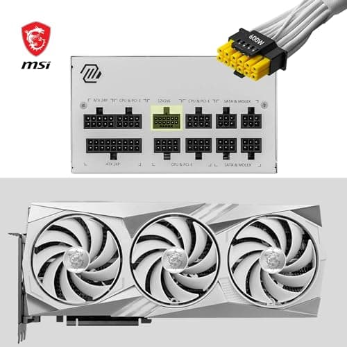 MSI MAG A850GL PCIE5 White Netzteil, 850W, 80 Plus Gold, vollständig modular, ATX 3.0, PCIe 5.0 GPU Unterstützung, 120mm FDB Lüfter, Full-Bridge LLC, Flat Black Kabel Bild 8