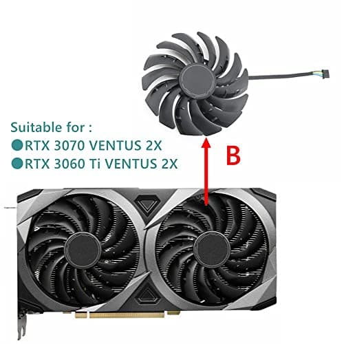 PLD10010S12HH 95mm Grafikkarten Lüfter Kompatibel mit MSI RTX 3070 RTX 3060 Ti VENTUS 2X Leiser Kühler Lüfter (B) Bild 6