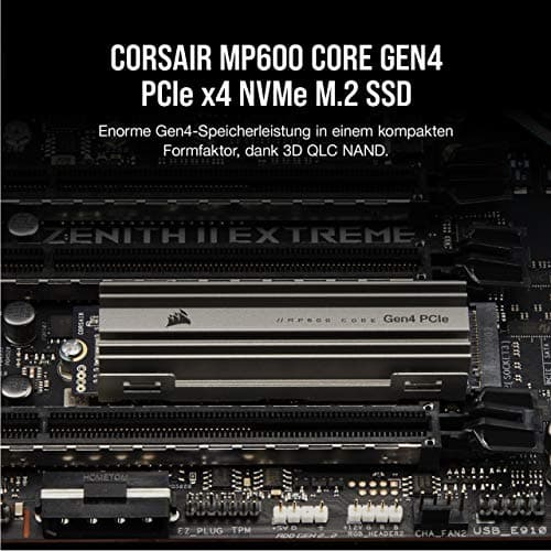 Corsair MP600 CORE 2TB M.2 NVMe PCIe x4 Gen4 SSD (Lesegeschwindigkeitenvon bis zu 4.950 MB/s sowie sequenziellen Schreibgeschwindigkeiten bis 3.700 MB/s, Hochgeschwindigkeitsschnittstelle) Aluminium Bild 4
