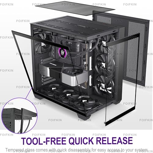 FOIFKIN F300 PC Gehäuse ATX mit 7 PWM ARGB Lüfter,Hoher Luftstrom Mid-Tower Computer Gehäuse,Gaming PC-Gehäuse Big Tower,ATX Gehäuse Weiß,mit Type-C,360mm Radiator Computergehäuse(Weiß, F300) F300 Weiß Bild 5