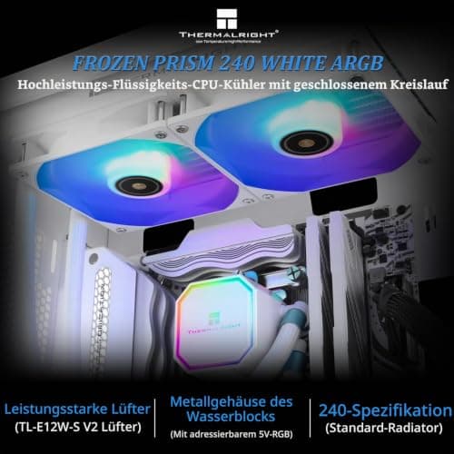 Thermalright FP240 White ARGB Flüssigkeit CPU Wasserkühler mit 120mm ARGB PWM Lüfter, 240 Weiß Cold Row Spezifikation, Computer Wasserkühler für AMD/AM4/AM5, INTEL 1700/1150/1151/1200/2011 Bild 4