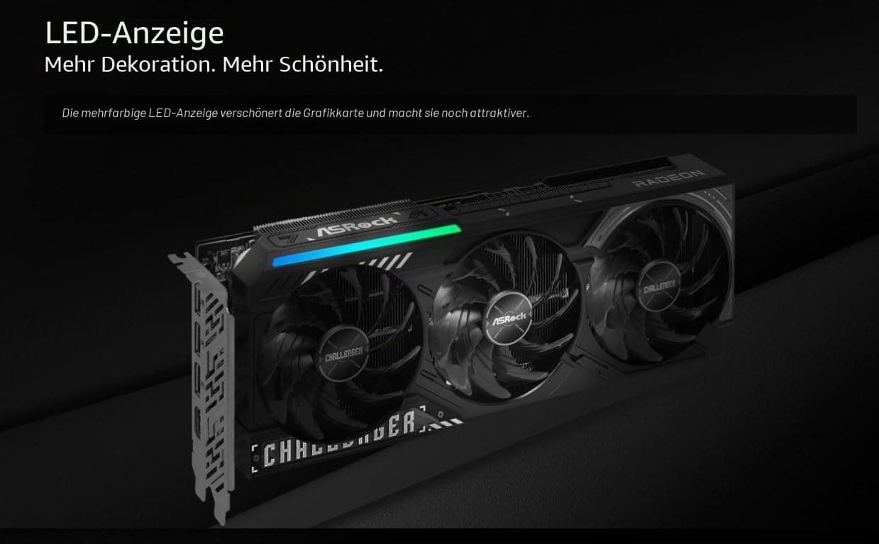 ASRock VGA RX9070 CL 16G, AMD, RX9070, 16 GB, GDDR6, 256BIT, 2HDMI+2DP (3 Lüfter) Bild 5