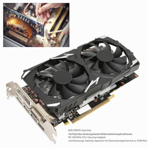 Tbest Radeon Rx 580, Grafikkarte,Radeon Rx Grafikkart Rx 580 Grafikkarte 8 Gb Gddr5 256 Bit Unterstützung 8 K 16 Pci 3.0 2 Lüfter Gaming-Grafikkarte Bild 6