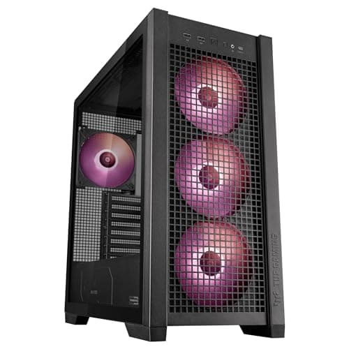 ASUS TUF Gaming GT302 ARGB Black Mid-Tower-ATX-Gehäuse (4x 140 x 28-mm-ARGB-Lüfter, austauschbare Seitenteile, unterstützt ATX-Mainboards mit versteckten Anschlüssen, Mesh-Frontpanel, schwarz)