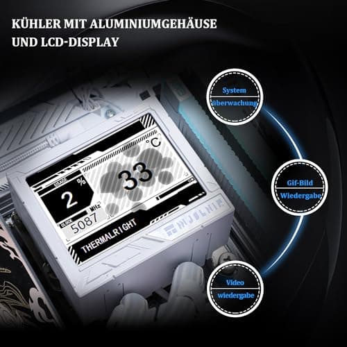 Thermalright Mjolnir Vision 360 ARGB Weiß-360mm AIO CPU-Flüssigkeitskühler, IPS LCD-Bildschirm mit 320*240 Auflösung, für AM4/AM5 und LGA1700/1851,'3.5 Zoll'Magnet-Absorber LCD-Bildschirm für Bilder MV360 ARGB White Bild 8