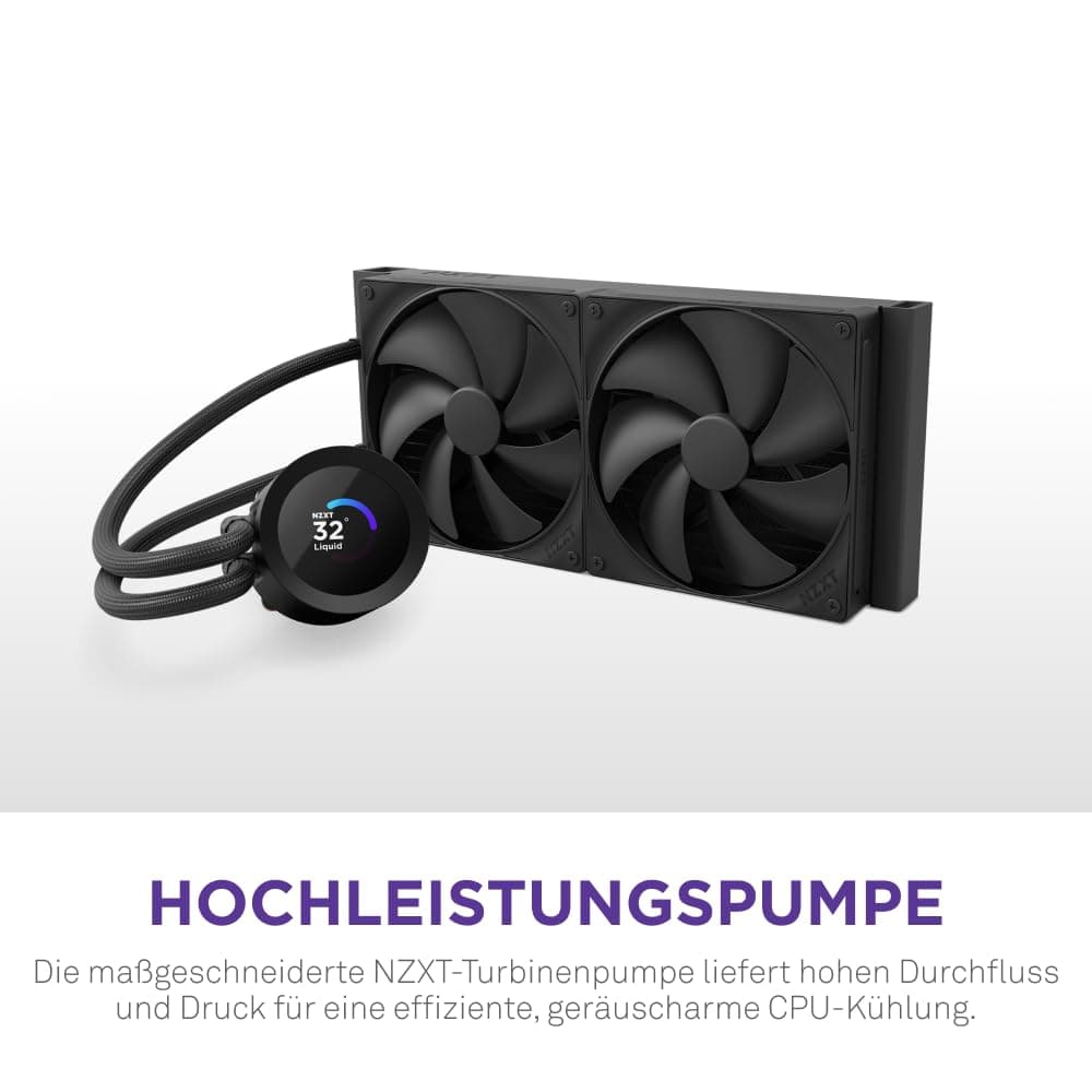 NZXT Kraken Plus 240 – AIO CPU-Flüssigkeitskühler – Anpassbares LCD-Display – Hochleistungs-Lüfter – Kompatibel mit Intel® & AMD® Sockel – Schwarz Bild 5