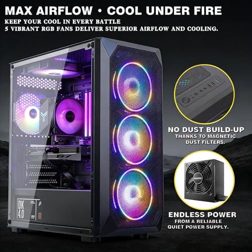 Gaming PC Ryzen 5 5500, GeForce RTX 4060, B450, 16GB(8GB*2) 3200MHz DDR4 RAM, 1TB NVMe SSD, P550W, 5 RGB Lüfter, WLAN, Leistungsstarker Gaming- und Kreativ-PC Ryzen5 R5 5500|RTX4060|16GB DDR4|1TB Bild 4