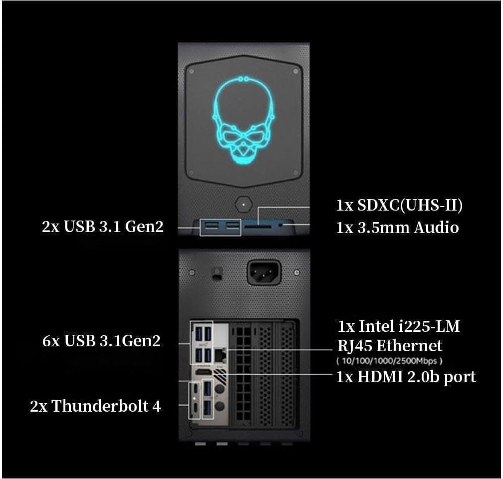 NUC 11 Extreme NUC11BTMi9 Mini-PC mit Intel Core i9-11900 KB, Intel UHD-Grafik, Dual Thunderbolt 4, 2,5G LAN, WiFi 6E, 8L Kompaktes Design für Gaming und Content-Erstellung (Barebone) NUC11BTMi9 Barebone System Bild 6