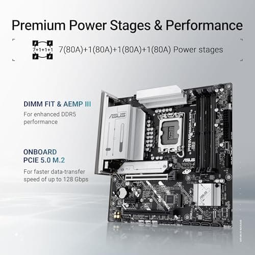 ASUS Prime B860M-A WiFi Gaming Mainboard Sockel Intel LGA 1851 (Intel B860, mATX, DDR5 Speicher, PCIe 5.0, 1x PCIe 4.0 M.2, WiFi 6E, Aura Sync) Bild 6