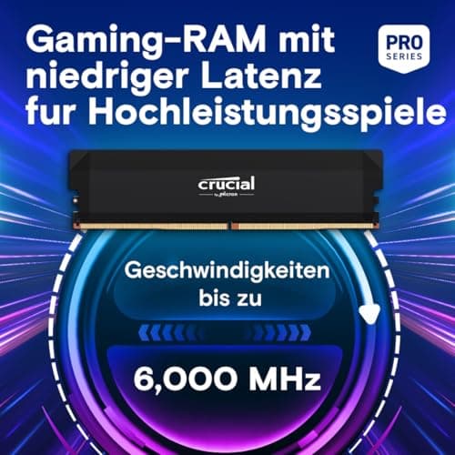 Crucial Pro DDR5 RAM 64GB Kit (2x32GB) 6000MHz CL40, Overclocking Gaming, Intel XMP 3.0 / AMD Expo, PC Computer Arbeitsspeicher, Schwarz - CP2K32G60C40U5B 6000MHz 64GB (2x32GB) Bild 3