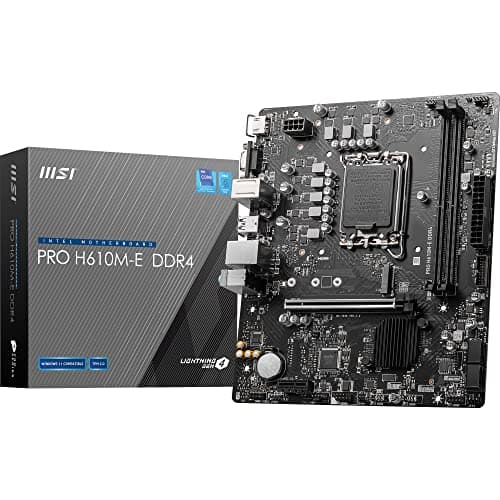 MSI PRO H610M-E DDR4 Motherboard, Micro-ATX - Unterstützt Intel 12th Gen Core Prozessoren, LGA 1700-2X DIMM (3200MHz), 1x PCIe 4.0 x16 Slot, 1 x M.2 Gen3, USB 3.2 Gen1, 1G LAN, HDMI 1.4 & VGA