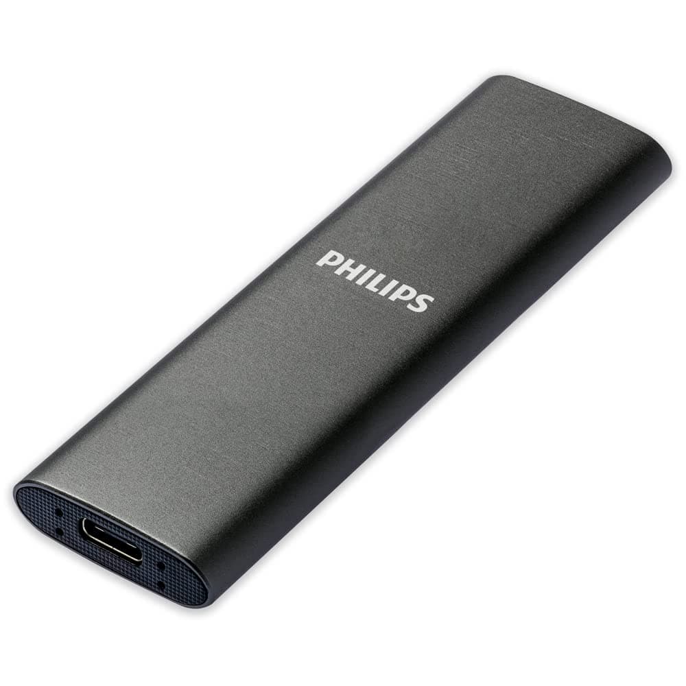 Philips Externe Portable SSD 2 TB - Ultra Slim SATA Ultra Speed USB-C, Lesegeschwindigkeit bis zu 550 MB/s, Aluminium Slim 2 TB