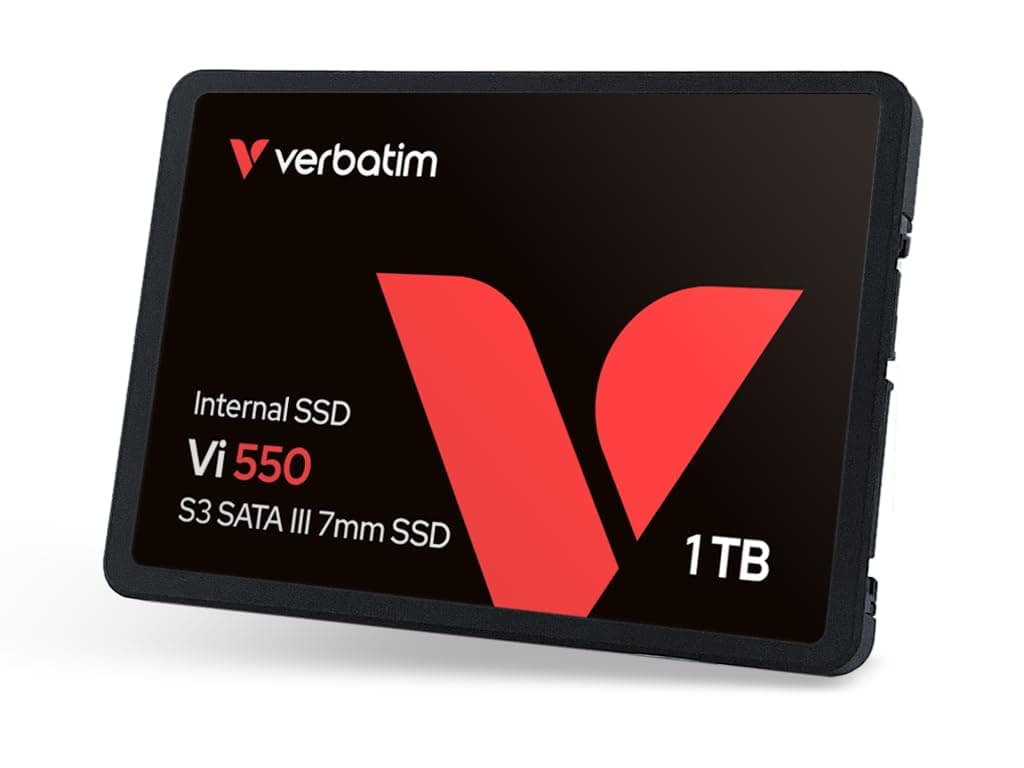 Verbatim Vi550 S3 SSD 1 TB, internes 2,5" SATA III SSD-Laufwerk mit 3D-NAND-Technologie, bis zu 550 MB/s Lesegeschwindigkeit, ideal für PC und Notebook, schwarz Bild 2