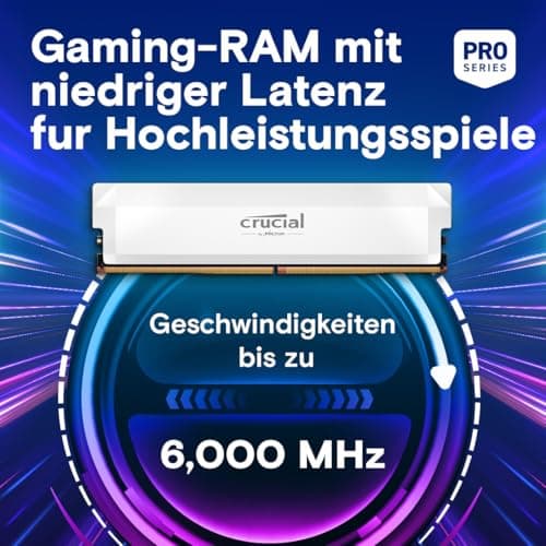 Crucial Pro DDR5 RAM 32GB Kit (2x16GB) 6000MHz CL36, Overclocking Gaming, Intel XMP 3.0 / AMD Expo, PC Computer Arbeitsspeicher, Weiß - CP2K16G60C36U5W 6000MHz 32GB (2x16GB) Weiß Bild 3