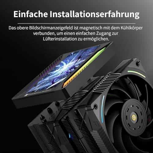 Thermalright TR Peerless Assassin 120 VISION MAX ARGB Black CPU-Luftkühler, Dual-Tower Kühler 2150 U/min, 5 Zoll IPS Display (480x854 Auflösung), PC-Kühler für Intel LGA1851/1700/115X und AMD AM4/AM5 Schwarz-PA120 VISION MAX ARGB BLACK- Bild 4