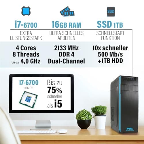 GREED® Ultra 7 - Schneller PC mit Intel Core i7 - Leiser Computer + Rechner für Büro & Home Office mit 4,0 GHZ, 16GB DDR4 RAM/Arbeitsspeicher - 1TB SSD + 1TB HDD - DVD+RW - WLAN - inkl Win 11 Pro GREED Ultra-7 Bild 6