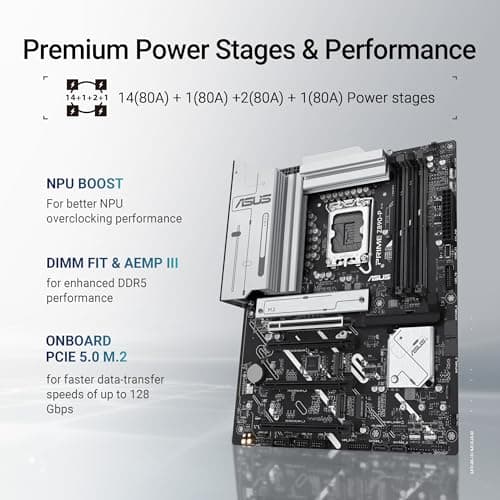 ASUS Prime Z890-P Gaming Mainboard Sockel Intel LGA1851 (ATX, DDR5, PCIe 5.0, 4X M.2, DisplayPort, HDMI, Advanced AI, Aura Sync, PCIe Slot Q-Release) P Prime Z890 Bild 6