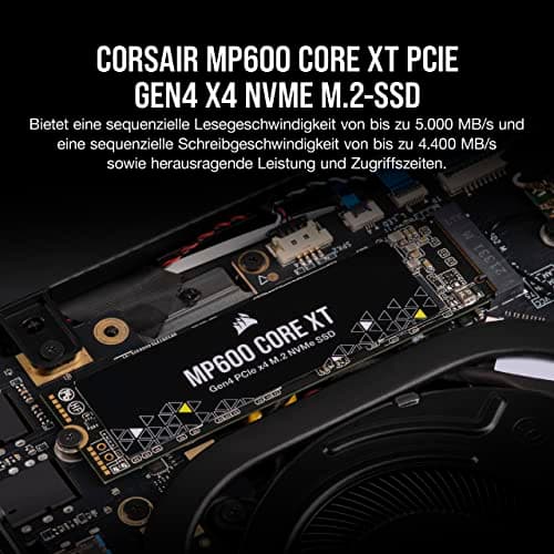 Corsair MP600 CORE XT 4TB PCIe Gen4 x4 NVMe M.2 SSD – QLC NAND Mit Hoher Dichte - M.2 2280 - DirectStorage-Kompatibel - Bis zu 5.000 MB/s - Ideal Für PCIe 4.0-Notebooks Und Desktops - Schwarz 4TB MP600 CORE XT (Gen4) Bild 4