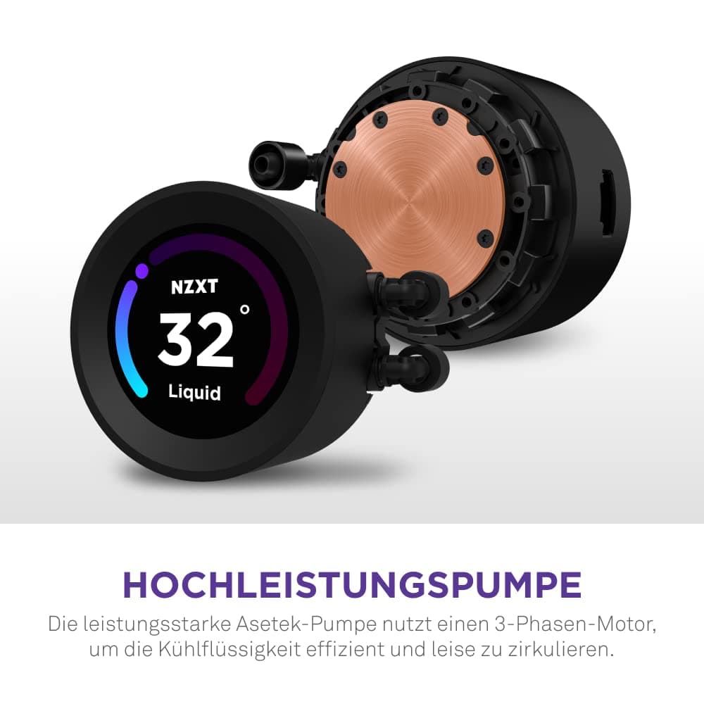 NZXT Kraken Serie – AIO CPU-Flüssigkeitskühler – Anpassbares LCD-Display – Hochleistungs-Lüfter – Kompatibel mit Intel® & AMD® Sockel – Elite 280 – Schwarz Kraken Elite 2023 280mm Schwarz Bild 7