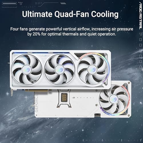 ASUS ROG Astral GeForce RTX 5080 16GB GDDR7 White OC Edition Gaming Quad-Lüfter-Grafikkarte (NVIDIA DLSS 4, 3,8-Slot Design, PCIe 5.0, 3X DP 2.1b, 2X HDMI 2.1b, Weiß, ROG-ASTRAL-RTX5080-O16G-WHITE) Bild 4