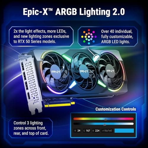 PNY GeForce RTX™ 5070 12GB ARGB OC Triple Fan Grafikkarte DLSS 4 VCG507012TFXXPB1-O 12GB Bild 6