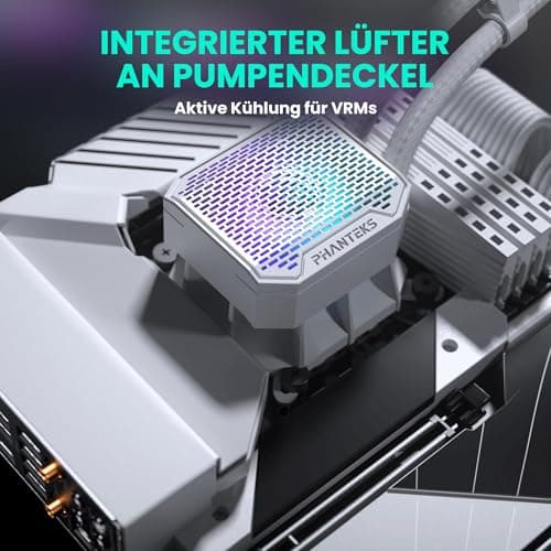 PHANTEKS Glacier One 360M25 Gen2 AiO Wasserkühlung Weiß – 360mm Radiator, 3x M25 Gen2 D-RGB Lüfter, leise Pumpe mit 20 dB(A), VRM Lüfter, PWM, optimierter Airflow, langlebige Schläuche, RGB-Steuerung Bild 8