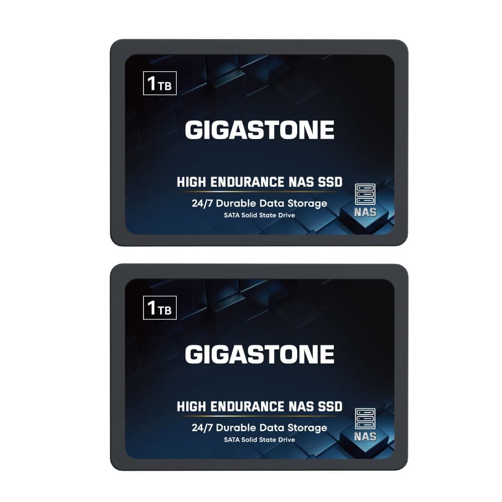 Gigastone NAS Zertifiziert 1TB SSD Festplatte (2er-Pack) TLC Hohe Dauerhaltbarkeit SSD für 24/7 Dauerbetrieb NAS-Systeme RAID 2,5 Zoll SATA III Internes Festkörper-Laufwerk SSD Caching Bild 2