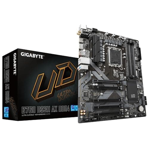 GIGABYTE B760 DS3H AX DDR4 Mainboard - Unterstützt Intel Core Prozessoren der 14. Generation, 8+2+1 Phasen digitales VRM, bis zu 5333MHz DDR4 (OC), 2X PCIe 4.0 M.2, Wi-Fi 6E, GbE LAN, USB 3.2 Gen 2