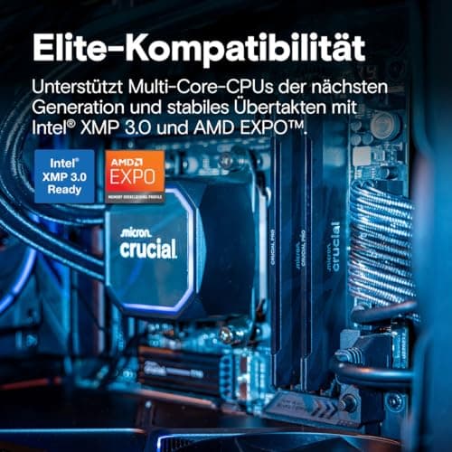 Crucial Pro DDR5 RAM 32GB Kit (2x16GB) 6400MHz CL32, Gaming PC Arbeitsspeicher, Intel XMP 3.0 / AMD Expo, Schwarz - CP2K16G64C32U5B Bild 8