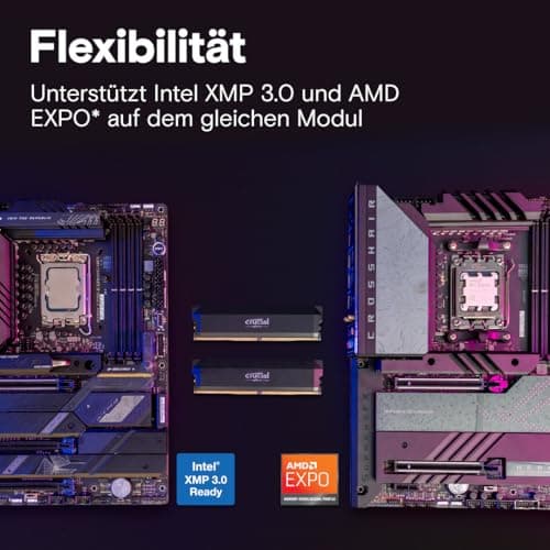 Crucial Pro DDR5 RAM 32GB Kit (2x16GB) 6000MHz CL36, Overclocking Gaming, Intel XMP 3.0 / AMD Expo, PC Computer Arbeitsspeicher, Schwarz - CP2K16G60C36U5B 6000MHz 32GB (2x16GB) Bild 7