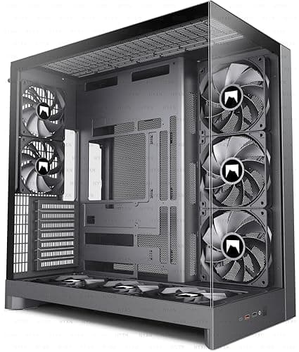 H2(2026) HYXN PC Gehäuse ATX mit 8 Lüfter(6X140 und 2X120) Groß Dual Kammer Mid-Tower Computer Gehäuse Airflow Gaming PC-Gehäuse,Unterstützt 420mm-Wasserkühler,Gaming Gehäuse (Black, H2) Black H2 Bild 2