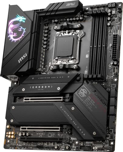 MSI MPG X670E Carbon WiFi Mainboard, ATX - Unterstützt AMD Ryzen 7000 Serie Prozessoren, AM5-18 Duet Rail 90A Power Stage, DDR5 Memory Boost 6600+MHz/OC, 2 x PCIe 5.0 x16, 2 x M.2 Gen5, Wi-Fi 6E Bild 6