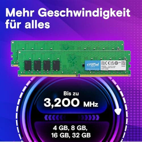 Crucial DDR4 RAM 32GB 3200MHz CL22, PC Computer Arbeitsspeicher, (auch 2933MHz / 2666MHz) - CT32G4SFD832A 3200MHz 32GB Bild 4