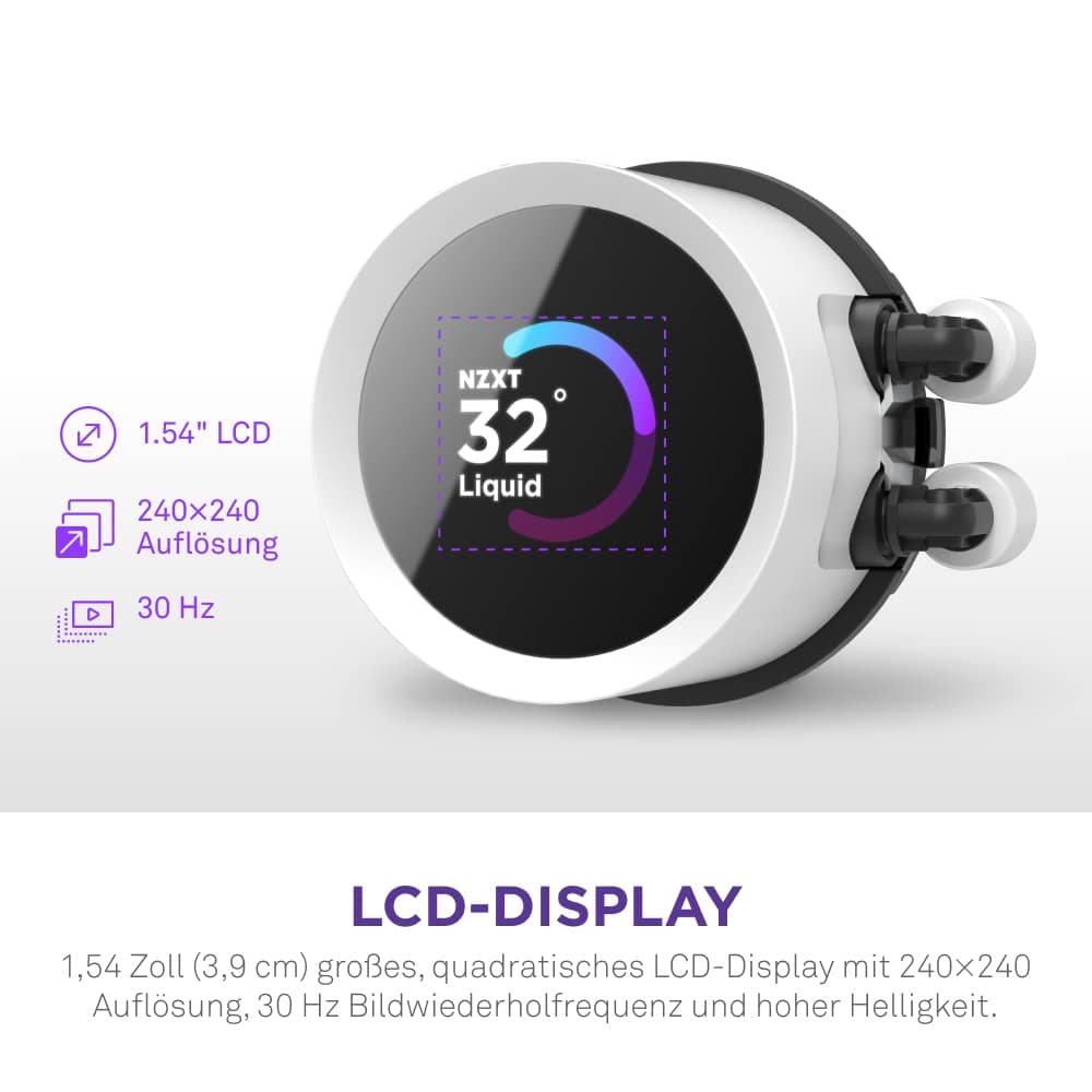 NZXT Kraken Serie – AIO CPU-Flüssigkeitskühler – Anpassbares LCD-Display – Hochleistungs-Lüfter – Kompatibel mit Intel® & AMD® Sockel – 280 RGB – Weiß Bild 5