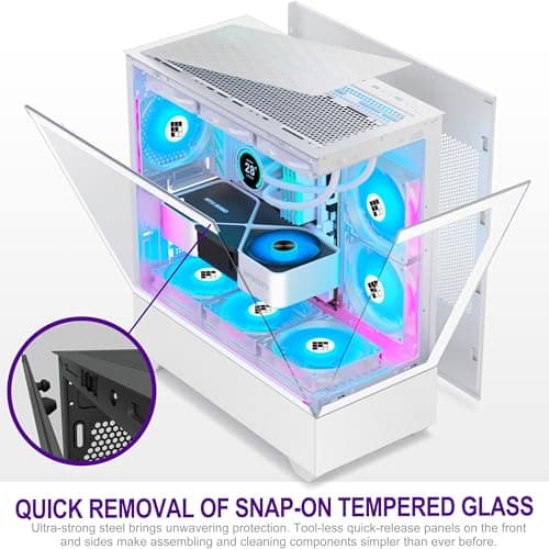 FOIFKIN F1 PC Gehäuse ATX- Pre-Install 6 PWM ARGB Lüfter, Mid-Tower Computer Gehäuse, Gaming PC- Gehäuse,270° Panorama Tempered Glass,mit Type-C, ATX Gehäuse (Weiß, F1) Weiß F01 Bild 4