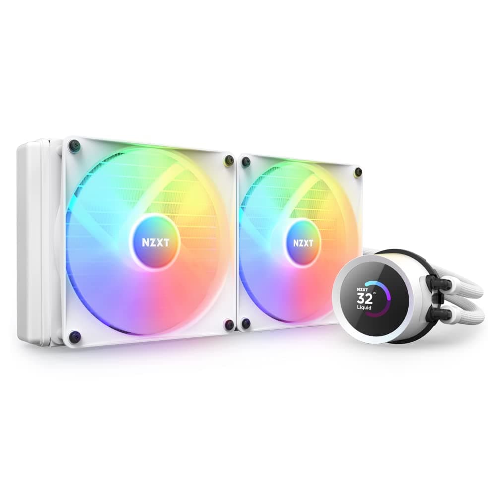 NZXT Kraken Serie – AIO CPU-Flüssigkeitskühler – Anpassbares LCD-Display – Hochleistungs-Lüfter – Kompatibel mit Intel® & AMD® Sockel – 280 RGB – Weiß Bild 2