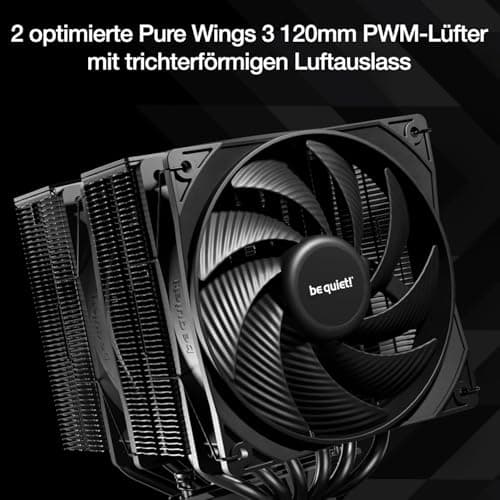 be quiet! Pure Rock Pro 3 Silver Luftkühler, beeindruckend hohe Kühlleistung, sechs 6mm Hochleistungs-Heatpipes, 2 optimierte Pure Wings 3 120mm PWM-Lüfter, kompatibel mit Flüssigmetall-Wärmeleitpaste Bild 8