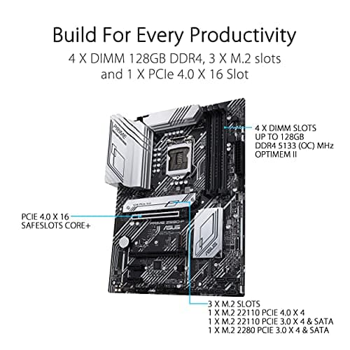ASUS Prime Z590-P LGA 1200 (Intel® 11./1. Generation) ATX Motherboard (PCIe 4.0, 10+1 Power Stages, 3X M.2, 2.5GB LAN, Frontpanel USB 3.2 Gen 2 USB Type-C®, Thunderbolt™ 4 Unterstützung.) Bild 8
