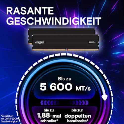 Crucial Pro DDR5 RAM 64GB Kit (2x32GB) 5600MHz, Intel XMP 3.0 / AMD Expo, PC Computer Arbeitsspeicher - CP2K32G56C46U5 Bild 3