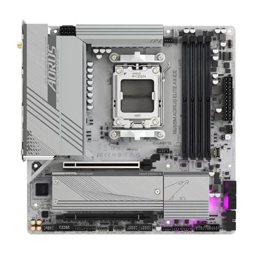 GIGABYTE B650M AORUS Elite AX Ice Mainboard - AMD Ryzen 9000er-Serie, 12+2+2 Phasen VRM, bis zu 8000 MHz DDR5 (OC), 1xPCIe 5.0 + 1xPCIe 4.0 M.2, 2,5 GbE LAN, WiFi 6E, USB 3.2 Gen 2x2 Bild 4
