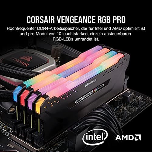 Corsair Vengeance RGB PRO 16GB (2x8GB) DDR4 Bis zu 3200MHz CL16 XMP 2.0 Enthusiast RGB LED-Beleuchtung Speicherkit - schwarz Bild 4