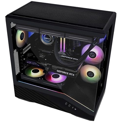 LIAN LI Vector V100 PC-Gehäuse Schwarz – ATX Midi-Tower mit Tempered Glass, RGB-Beleuchtung, 4X 120-mm-Lüfter, Platz für 360mm Radiator, GPU bis 415mm, Back Connect kompatibel Bild 8