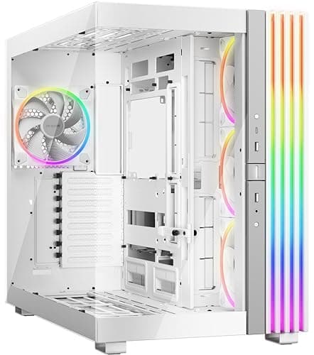 be quiet! Light Base 900 FX White PC-Gehäuse, atemberaubender Panorama-Blick, Show Case, Dual Chamber Design, massiver ARGB LED-Streifen, 4 Light Wings PWM White Lüfter, invertiert und horizontal