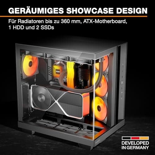 be quiet! Light Base 500 LX Black PC-Gehäuse, vollständig verglaste Front- und Seitenpaneele, Show Case, Dual Chamber Design, ARGB-Lüfter-Hub, 4 Light Wings LX PWM-Lüfter, rückseitiges Anschlussdesign Bild 5