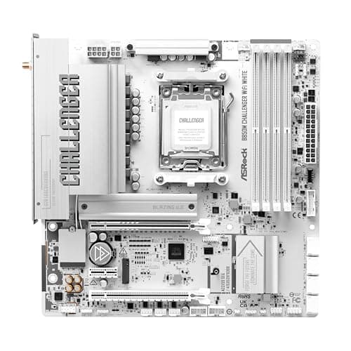 ASRock B850M Challenger WiFi White Socket AM5 Micro-ATX Mainboard Kompatibel mit AMD Ryzen Serie 9000/8000/7000, B850, DDR5 8000+(OC), PCIe 5.0, WiFi 7, LAN 2.5G, Lightning Gaming-Ports Bild 4