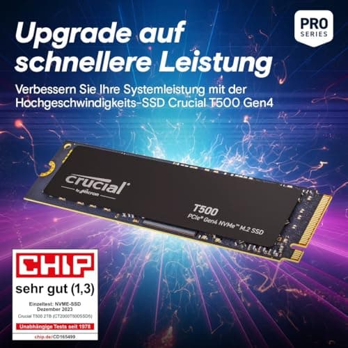 Crucial T500 SSD 1TB PCIe Gen4 NVMe M.2 Interne Festplatte, bis 7300 MB/s, TLC NAND, kompatibel mit Laptop und Desktop, Microsoft DirectStorage - CT1000T500SSD8 Bild 7