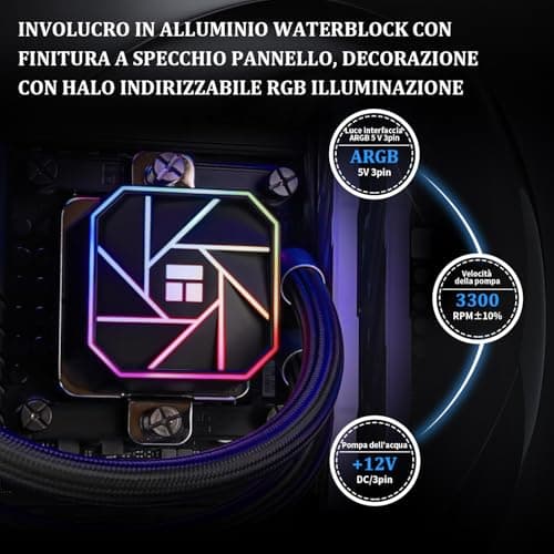 TR AQUA ELITE 240V3, AIO Pumpenkopfgeschwindigkeit bis zu 3300RPM, TL-C12B-S V2×2 PWM Lüfter, für AMD / AM4 / AM5, Intel LGA1150 / 1151/1200 / 2011/1700 CPU-Kühler 240mm 240-BLACK Bild 6